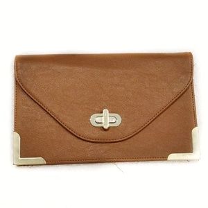 Brown Clutch with Gold Hardeare